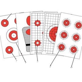EZ2C Tactical Shooting Target Bundle - Five Styles Paper Targets - Highly Visible Bullseye Shooting Target Styles