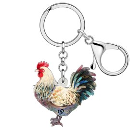 BAMAY Anime Hen Chicken Keychain Acrylic Farm Animals Jewelry Chicken Gifts for Women Girls Charms Wallet Car Key Chain (Multicolor 313)