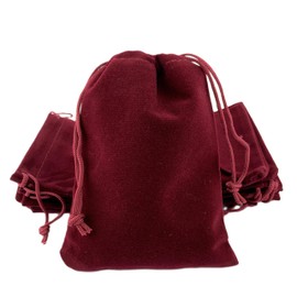 AEAOA Gift Bags, Pack of 25 Pieces 8" X 6" Velvet Drawstring Jewelry Pouches, for Candy, Toys, Jewelry, Treats, Birthday Party Favors (Burgundy Dark Red)