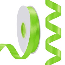 Rilisili Lime Green Satin Ribbon 5/8 Inch 50 Yards Double Faced Polyester Satin Ribbons for Gift Wrapping DIY Crafts Weddings Invitations Flower Bouquet Bow Making Home Decor Sewing