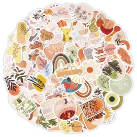 Vicloon Stickers for Children, 113 Bohemia Stickers, Trendy Vinyl Stickers for Water Bottles, Books, Laptops, Stickers Include Plants and Various Items, Girlish Stickers