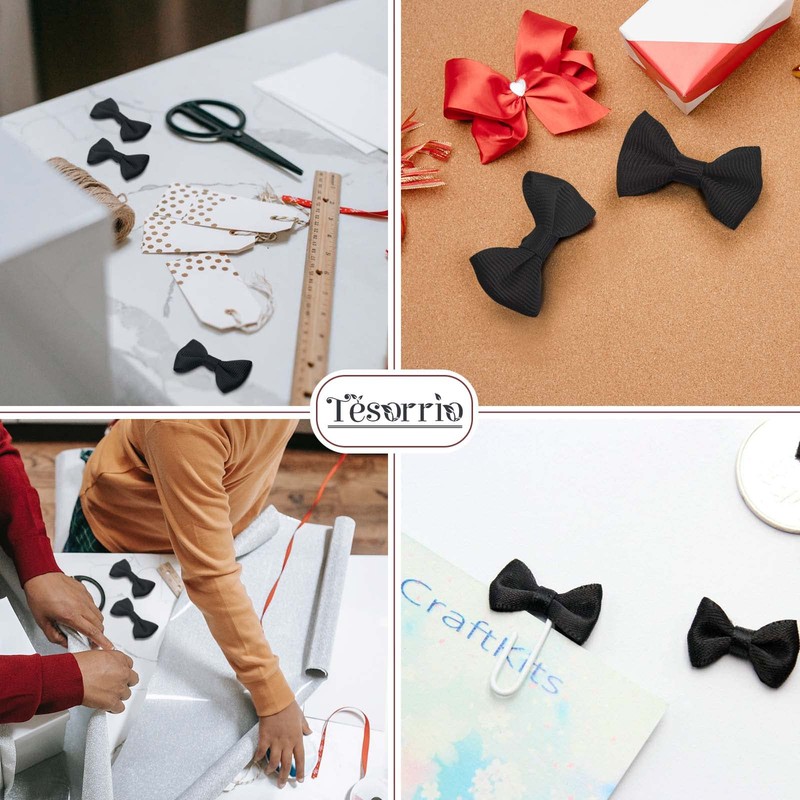 Black Mini Bow Ties for Crafts - 30Pcs Mini Diy