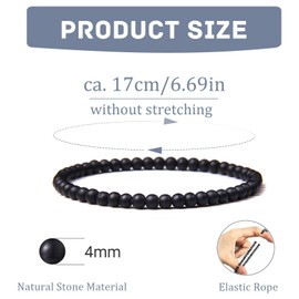 LOCCY Crystal Bracelet for Womens, 4mm Natural Stone Bracelet Stretch Gemstone Stone Bracelets Yoga Beads Bracelets for Women Men for Birthday Christmas Valentine's Gifts (Obsidian)
