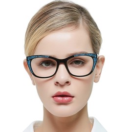 OCCI CHIARI Blue Light Readers for Women 2.50 Stylish Reading Glasses 1.0 1.5 2.0 2.5 3.0 3.5 4.0 5.0 6.0 (Black Blue,2.5)