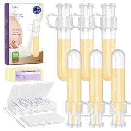 Nuliie Colostrum Collector Kit 7ml/6pcs, Leakproof, Reusable Breast Milk Collector, Heat & Freezer Resistant, BPA-Free, With Cotton Cloth Wipe, Storage Case, Cleaning Brush - Ready-to-Use for Newborns