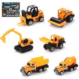 PALTIA Construction Vehicle, Toy Set of 6, Work Vehicle, Mini Car, Indoor, Sand Play, Play Mat, Boys, Gift