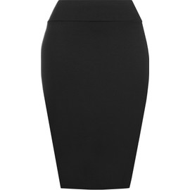 WearAll Womens Plain Bodycon Pencil High Waisted Ladies Stretch Midi Skirt - Black - 8/10