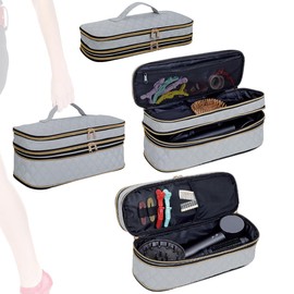 UOZL Hair Dryer Curling Iron Storage Bag, Travel Carrying Case, Slim Expandable Handheld Dual-Layer Travel Storage Bag for Dryer/Hair Tool Organizer/Style Organizer (Grey)