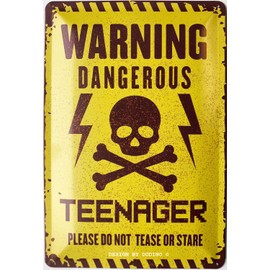 DODINO 20 x 30 cm Retro Tin Signs Warning Dangered Teenage Boys & Girls Teenager Door Sign Gift Idea Room Saying Gift Idea Door Decoration Birthday