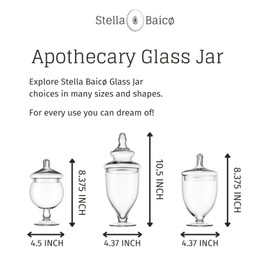 Set of 3 Apothecary Jar Glass, Glass Apothecary Jars with Lids, Clear Candy Jars for Candy Buffet, Decorative Jar for Display, Party and Wedding, Elegant Candy Canisters Set