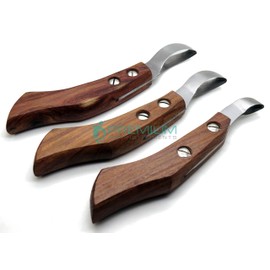 3 Pcs Hoof Knife 7.5" (Small, Medium, Large) Farrier Tools Wooden Handle Premium Instruments Upgraded Pattern