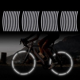 TOMALL 40pcs Reflective Wheel Rim Stripe Decals for Bicycle, Car, Cycling, Bike, Motorcycle - Night Safety Decoration Stripe Universal Rim Reflective Stickers (White)