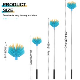 Cobweb Duster with Extension Pole，Medium Stiff Bristles Cobweb Duster Head ，Adjustable from 28 to 56 inches Long Duster for High Ceilings, Suitable for Ceilings, Walls, Indoor Outdoor Environments