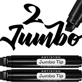ARTISTRO 2 Black Acrylic Paint Markers - 15mm Jumbo-Tip Paint Pens - Perfect for Crafting, Art Projects, & More