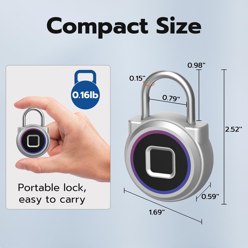 Dhiedas Fingerprint Padlock - Gym Locker with Bluetooth APP for