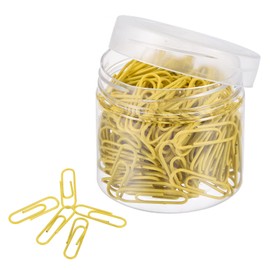 MECCANIXITY Paper Clips Small Size 1.1 Inch Vinyl Coated to Prevent Tearing Pages with Box for Organize Office Home Yellow Count 200