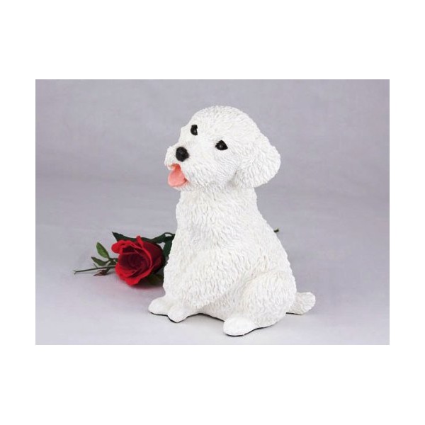 King Products Miniature Poodle White Cremation Pet Urn for Secure Installation of Your Beloved pet's Ashes Indoors or Outdoors. Rose NOT Included