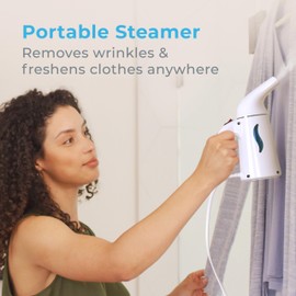 Pure Enrichment PureSteam Portable Fabric Steamer - Handheld Travel Garment Steamer Removes Wrinkles & is Safe on All Fabrics - Fast-Heating, Lightweight, Auto Safety Shut-Off, & Long Cord (White)