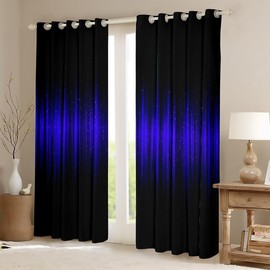 Homemissing Abstract Ombre Stripes Darkening Dreapes Purple and Black Blackout Curtains Geometric Abstract Ombre Window Curtains Blue and Black Striped Window Treatments W46*L54
