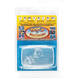Extra Large – Vented Doc’s Proplugs – Clear – Non-LEASHED – Reusable Earplugs for Surfing, Swimming, Diving & Water Sports | Blocks Cold Water & Wind | Helps Equalize Pressure | Made in USA