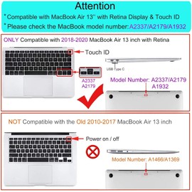 GVTECH Para MacBook Air 13 Pulgadas Crystal Clear Case A2337 M1 A2179 A1932, 2022-2018 Carcasa rígida de plástico, Cubierta de Teclado y Protector de Pantalla Compatible con MacBook Air 13