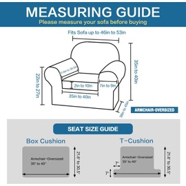 H.VERSAILTEX Stretch 2 Piece Chair Covers for Armchair Chair Covers for Living Room Furniture Cover Suit for T Cushion/Box Cushion, Spandex Jacquard Fabric Small Checks(Armchair-Oversized, Brown)
