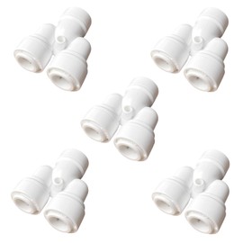 RO Fittings Y Type 3/8 inch Tubing OD Use Two Way Water Line Splitter Quick Connect Tube Fittings Push to Connect Plastic Connectors for Water Filtration System(Pack of 5)
