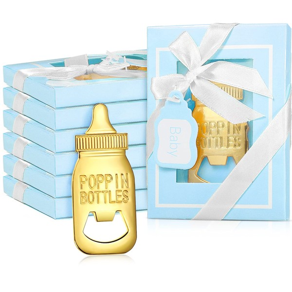 16 Pieces Bottle Opener Baby Shower Favor for Guest Rose Gold Feeding Bottle Opener Wedding Favor Baby Shower to Guest Party Favor Decoration Supplies (Blue Box)