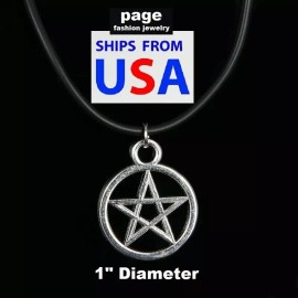 Unbranded Leather* 2mm Braid Cord 18" Necklace / 1" Antique Silver Tone Pentagram Jewelry