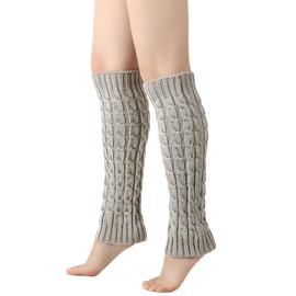 Ewanda store Leg Warmers for Women,Crochet Knit Leg Warmers Winter Warm Long Boot Socks for Women Girls 80s Sports Party Yoga Accessories (Light Grey)