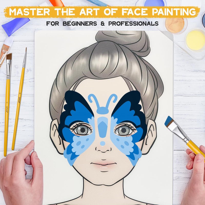 OPHIR 4x Reusable Face Painting Practice Board Set, A4 Colorful