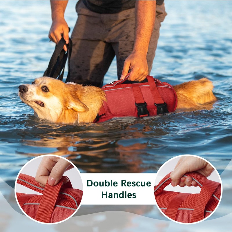 Kuoser Dog Life Jacket High Flotation, Reflective Dogs Life Vest