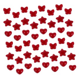 SAFIGLE 60pcs Nail Art Charms Star Heart for DIY Manicure Elegant Red Resin Decorations for Weddings Parties Valentines Day