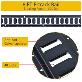 Trekassy 8ft E Track Tie-Down Rail Kit, 4 Pack 8' Etrack Rails with 16PCS E-Track Accessories Including 8 Steel O-Ring Anchors and 8 Rope Tie Offs for Truck Bed, Trailers