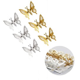 zalati Hair Clips 6pcs 3D Moving Butterfly Metal Hair Barrettes for Wedding Party Special Days Hair Styling for Gold/Silver