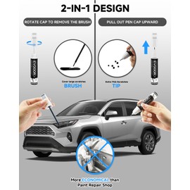 EVOOOR 1D4 Pewter Metallic Touch Up Paint Compatible with Toyota Exact Match 2 in 1 Touch up Paint for Chips and Nicks Repair