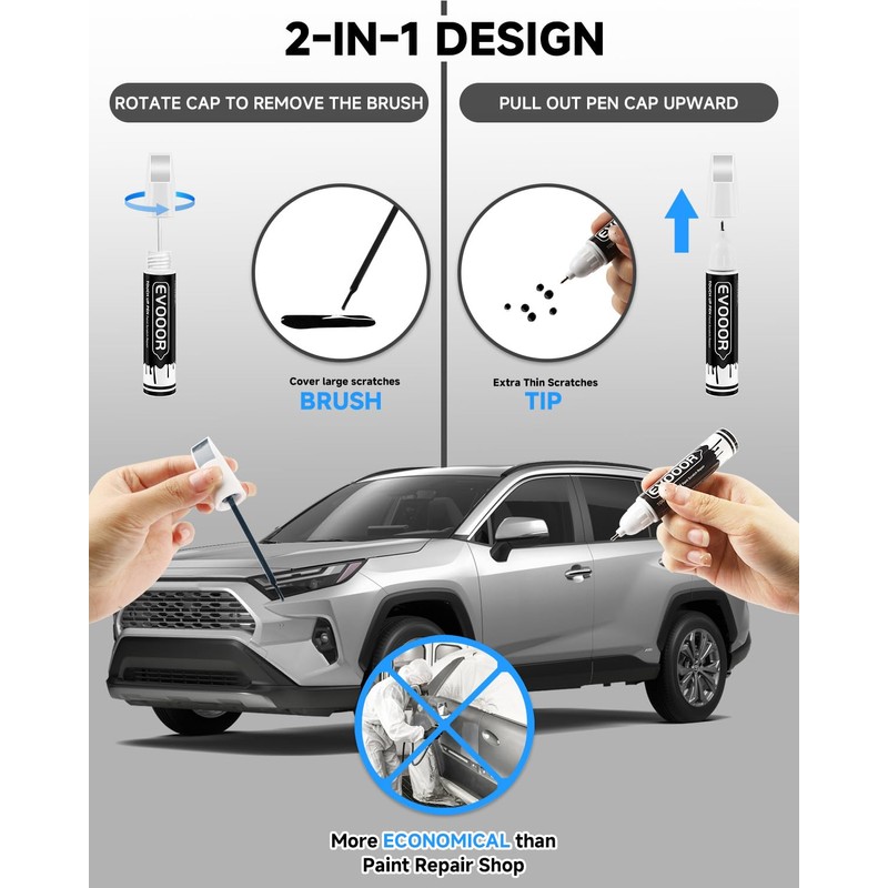 EVOOOR 1D4 Pewter Metallic Touch Up Paint Compatible with Toyota