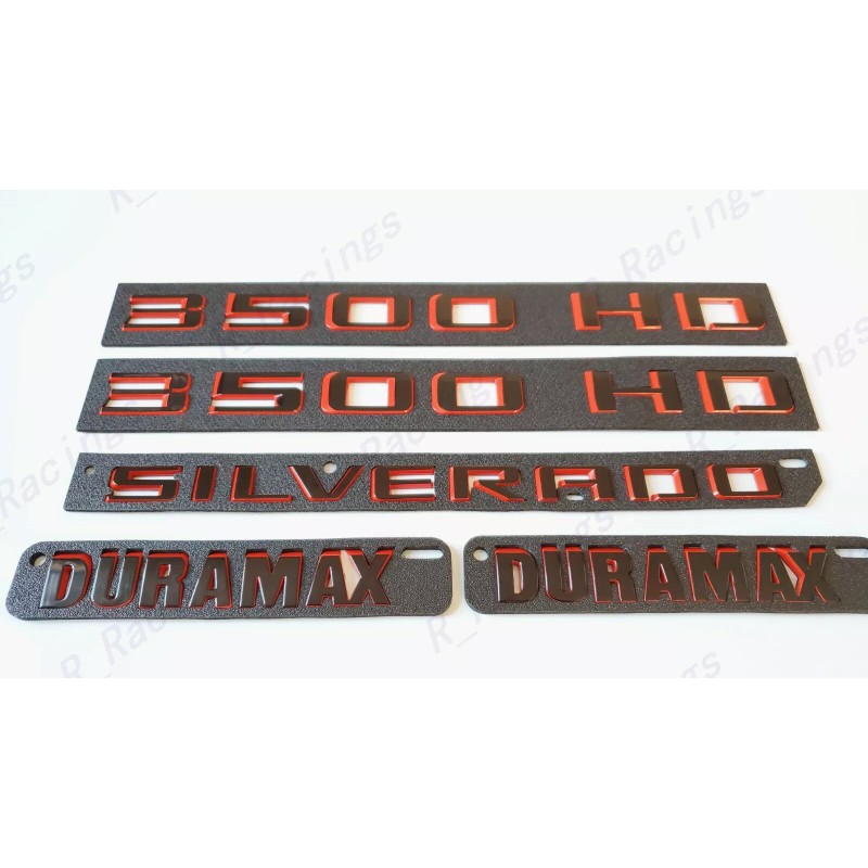 GM Auto Black Red Doors 3500HD Rear Silverado Hood Duramax