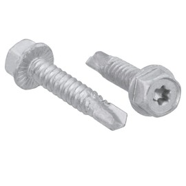 Hex Drilling Screw SW10+TX25 Zinc Filled Coating Underhead Locking Tooth, 6.3x32mm, Pack of 100