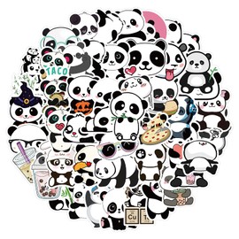 50Pcs Panda Stickers, Waterproof Vinyl Stickers Decals for Laptop Water Bottle Phone Luggage, Cute Cartoon Stickers Pack