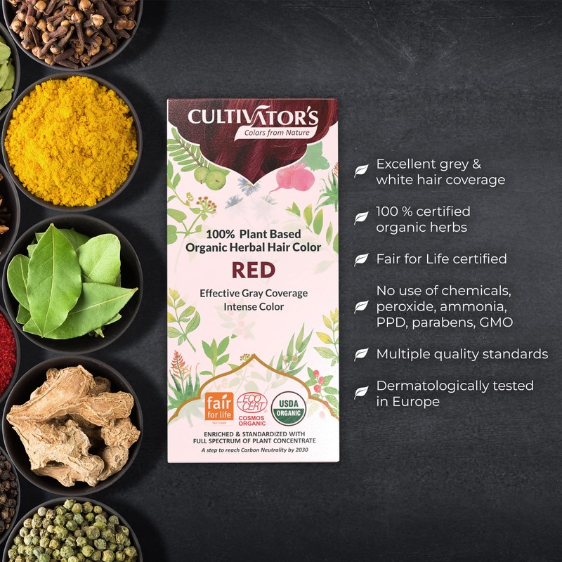 Cultivator's Organic Herbal Hair Colour Red 100 g
