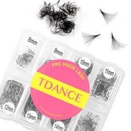 TDANCE 600 Fans Premade Fans Eyelash Extensions 8-15mm Mixed Length Pre Made Fans Lash Extensions 5D 8D 10D 12D 14D 16D 24D Handmade Promades Eyelash Fans C/D Curl Loose Fans(600-12D-0.05-D-8-15mm)
