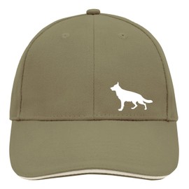 huuraa Cappy Hat German Shepherd Silhouette Unisex Cap with Motif for Dog Lovers Gift Idea for Friends and Family, Olive/Beige