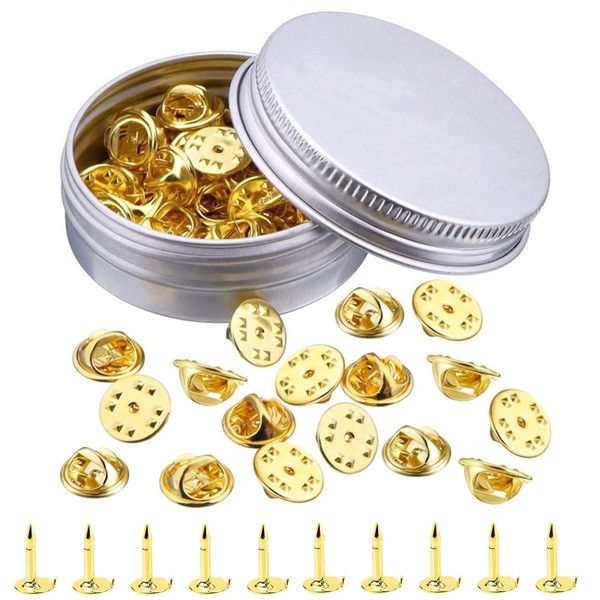 Pin Backs with Box, Copper Pin Backings 50 Set, Butterfly