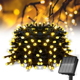 BonGu Solar Christmas Lights, 12M 100LED 8 Modes Waterproof Solar String Outdoor Light, Fairy Lights for Christmas Tree Outside Bedroom Decorations (Warm White)