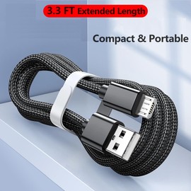 ZZrszhp USB Power Cable Cord Compatible for Kasa EC70/ KC410S/ EC60/ YI PRO 2K Indoor Pan/YI 2k Dome/Tilt Smart Home Security Camera| 3.3 FT Braided Nylon Micro USB Cord