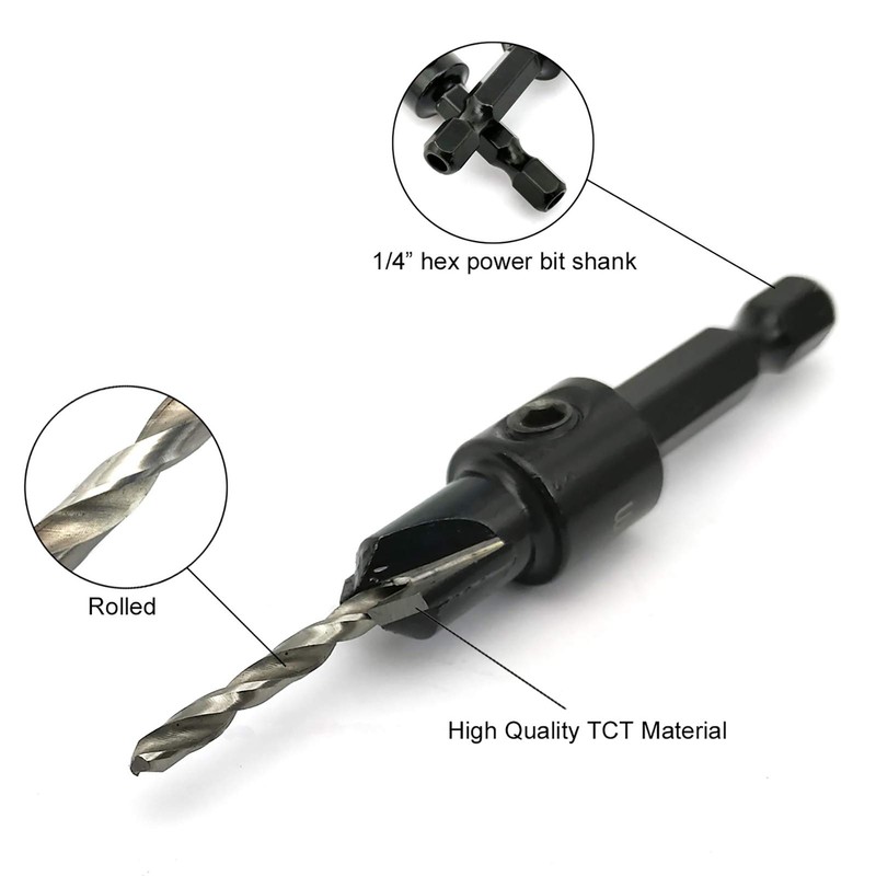 NORTOOLS Countersink Bit TCT Wood Drills Woodworking Chamfer Counter with