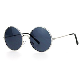 SA106 Boys Kids Size Round Circle Mirrored Mirror Lens Hippie Sunglasses Silver Black