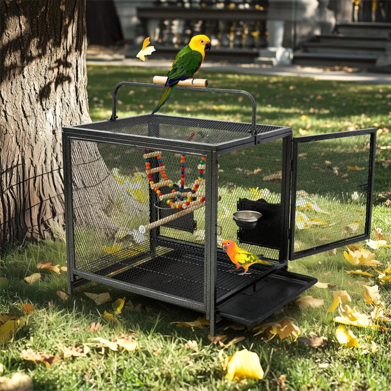 Bingopaw Large Metal Flight Bird Cage Playpen Cage with Hammock