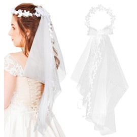 Veil Jga, Bridal Veil Flower Wreath Headpiece, Wedding Hair Accessories, Accessories for Bride, Hair Wreath for Festivals, Carnival, Theme Party, Elegant Hair Accessories